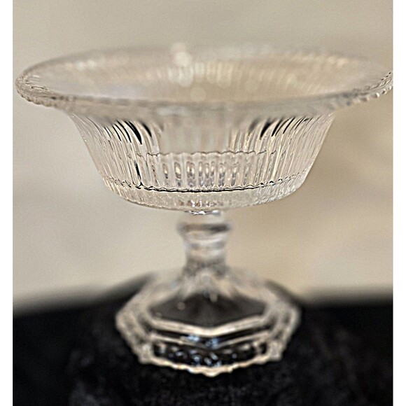 DIAMOND FIRE SMALL PEDESTAL GLASS BOWL SOGA JAPAN - Picture 2 of 8